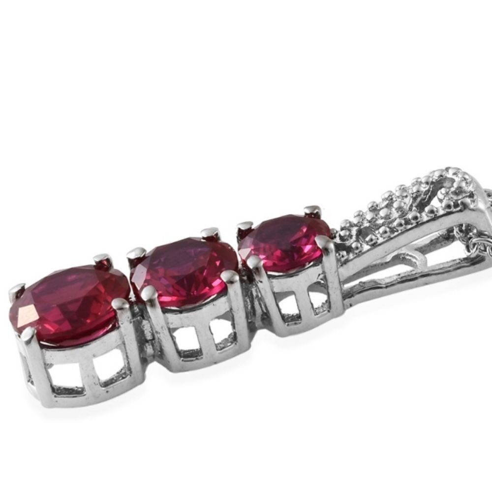 Ruby CZ Pendant with 20 in Chain - Picture 2 of 6